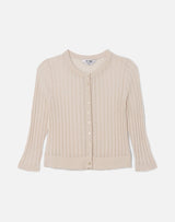 The Veil Pointelle Cardigan - Ivory - BLVD