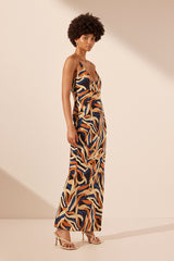 Palma Silk Plunged Slip Maxi Dress - Cobalt