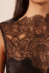 Jamila Lace High Neck Maxi Dress - Black