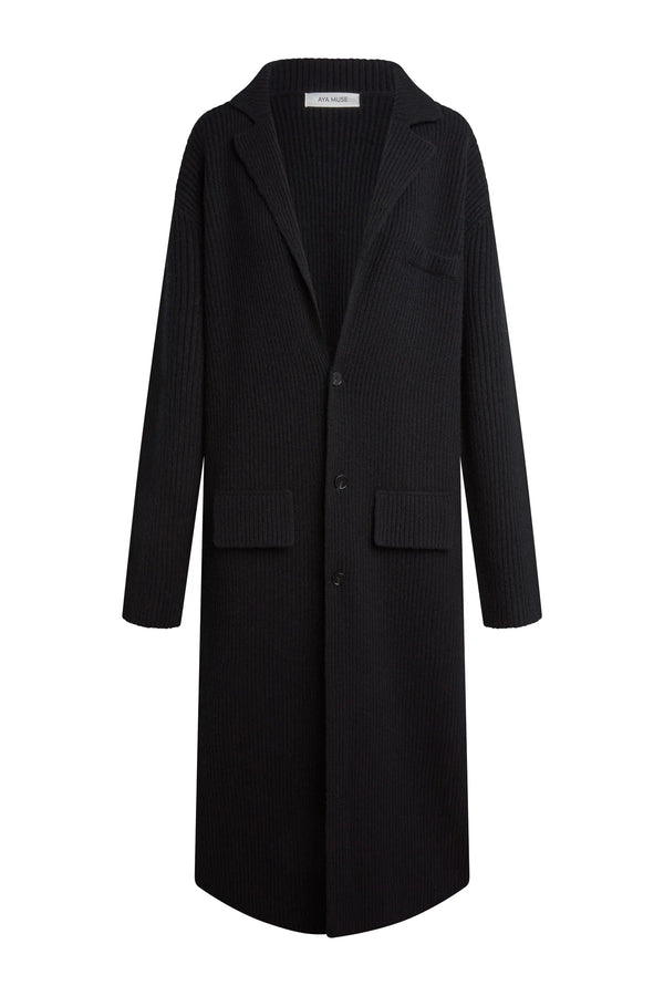 Knit Trench Coat - Black