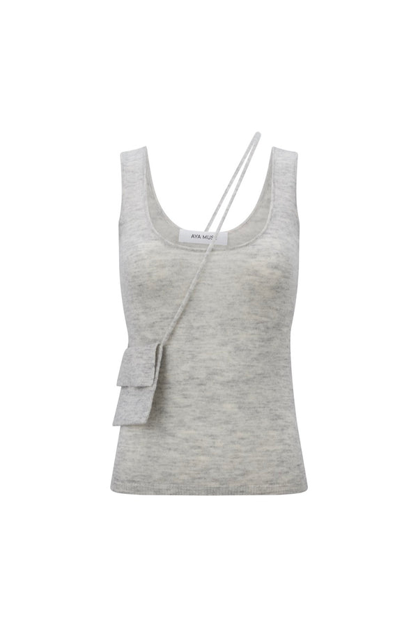 Knit Tank with Pouch - Light Gray
