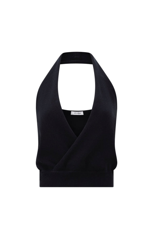 Thick Knit Halter Top - Black