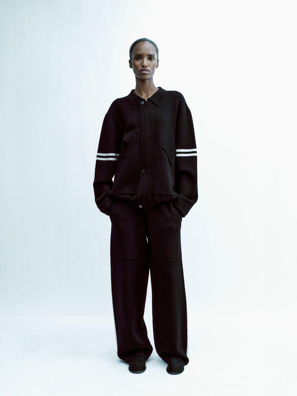 Collared Stripe Sweater - Black