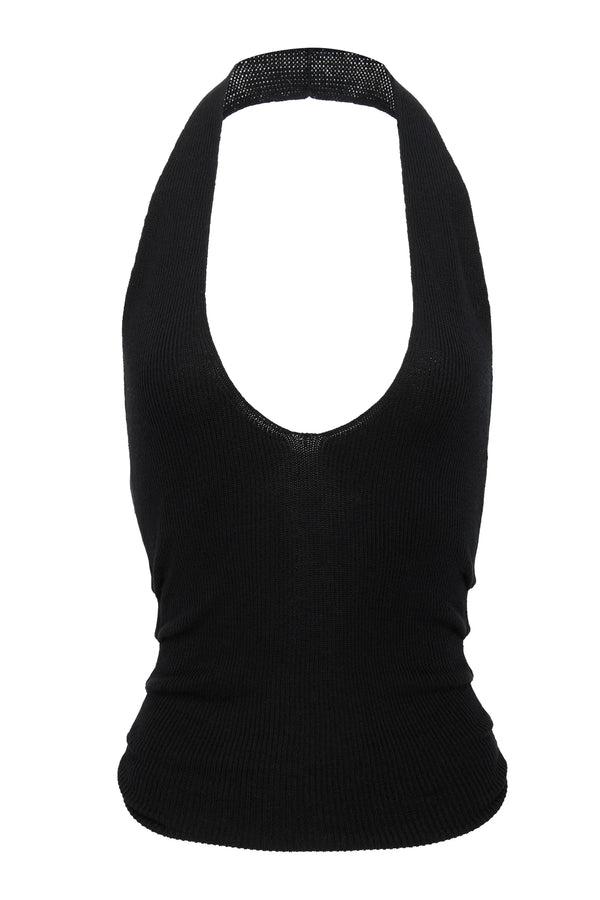 Knit Halter Top - Black