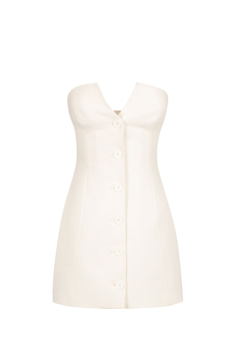 Amura Strapless Button Up Mini Dress - Cream