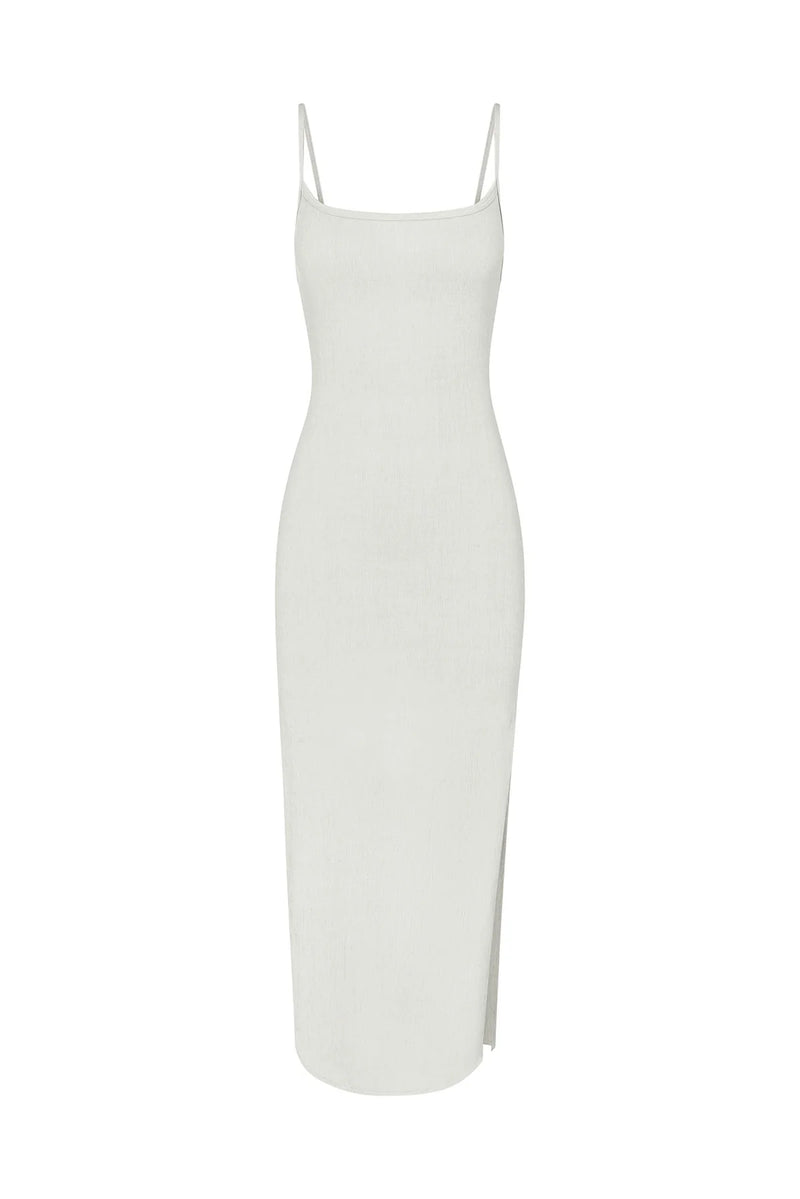 Column Sliding Strap Maxi Dress - White