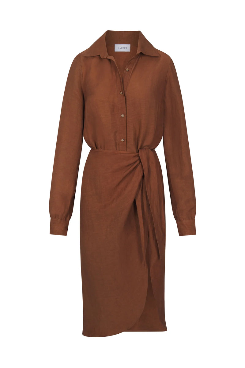 The LA Button Down Midi Dress - Tawny