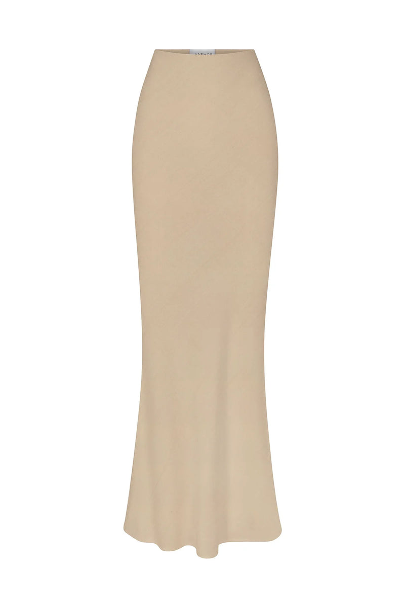 The Bias Cut Maxi Skirt - Taupe