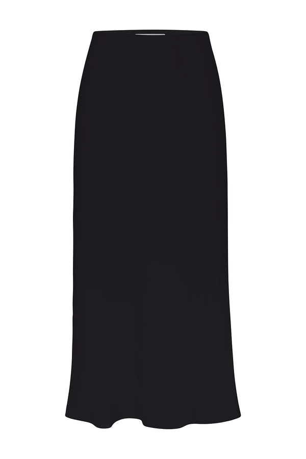 Rey Bias Cut Midi Skirt - Black