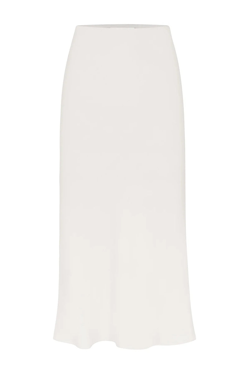 Rey Bias Cut Midi Skirt - White
