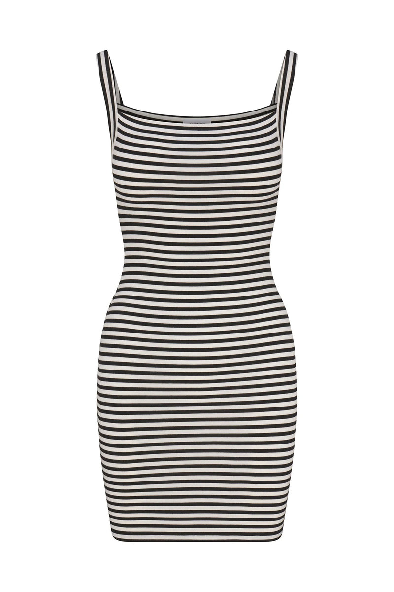 Striped Mini Dress - Black/White