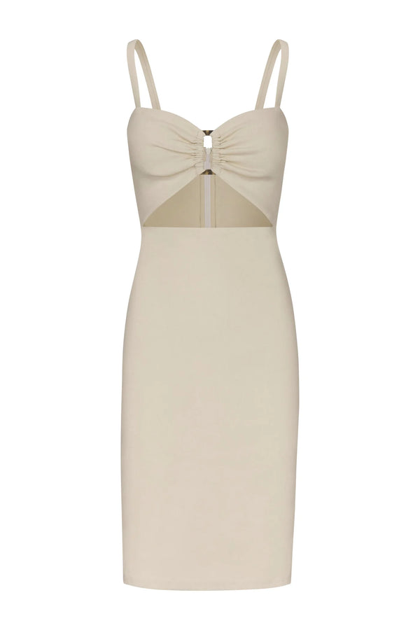 The Tortoise Ring Cut-Out Midi Dress - Natural