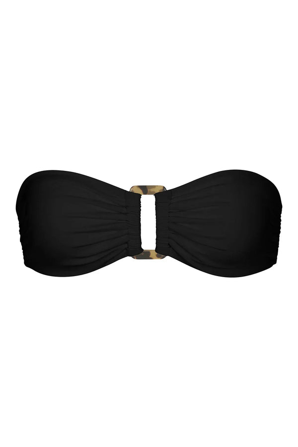 Strapless Tortoise Ring Bandeau Top - Black