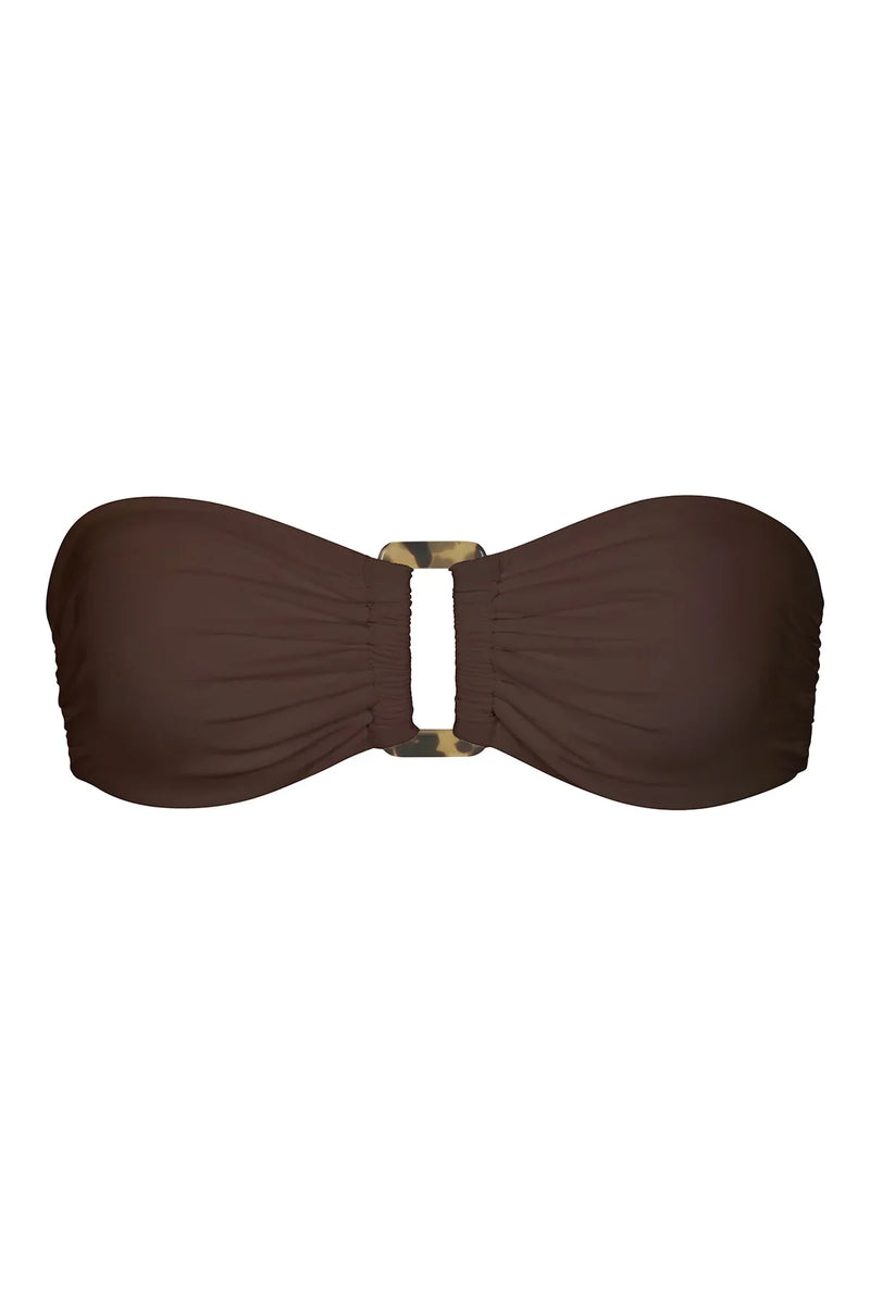 Strapless Tortoise Ring Bandeau Top - Espresso