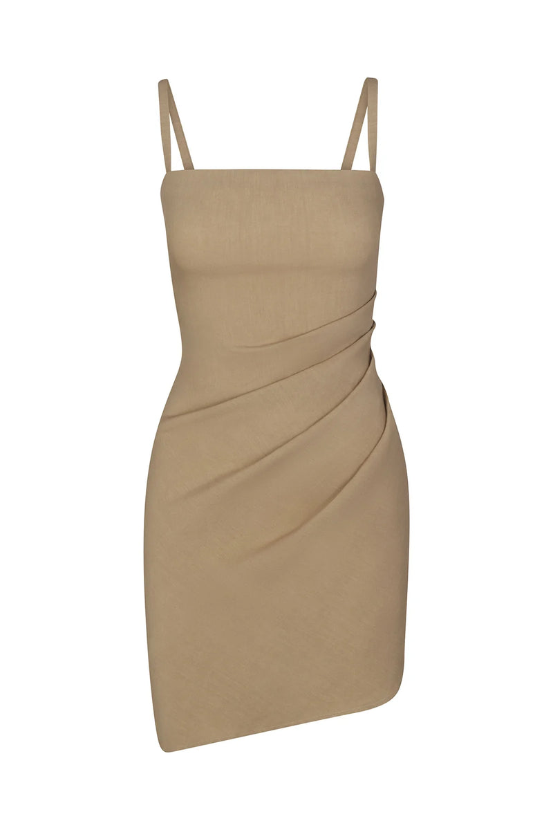 Nadege Asym Mini Dress - Taupe