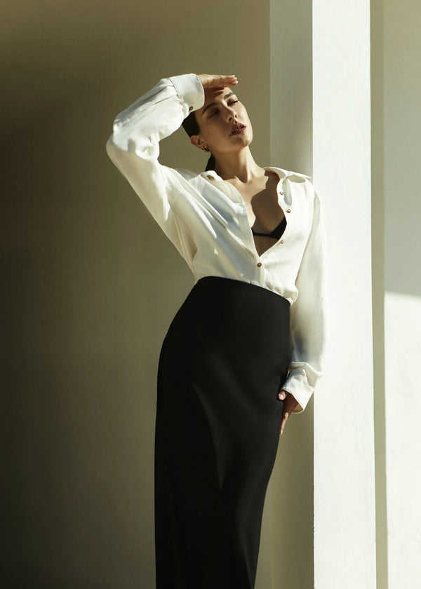 The Bias Cut Maxi Skirt - Black