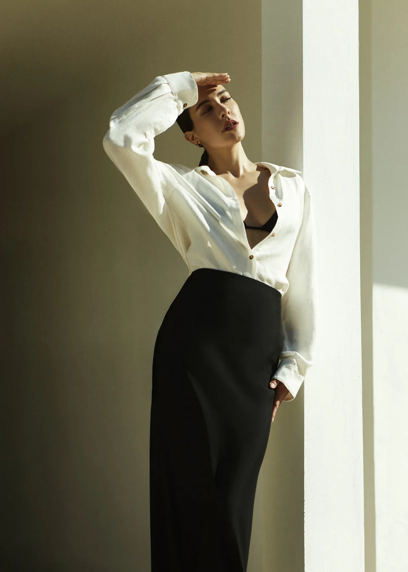 The Bias Cut Maxi Skirt - Black