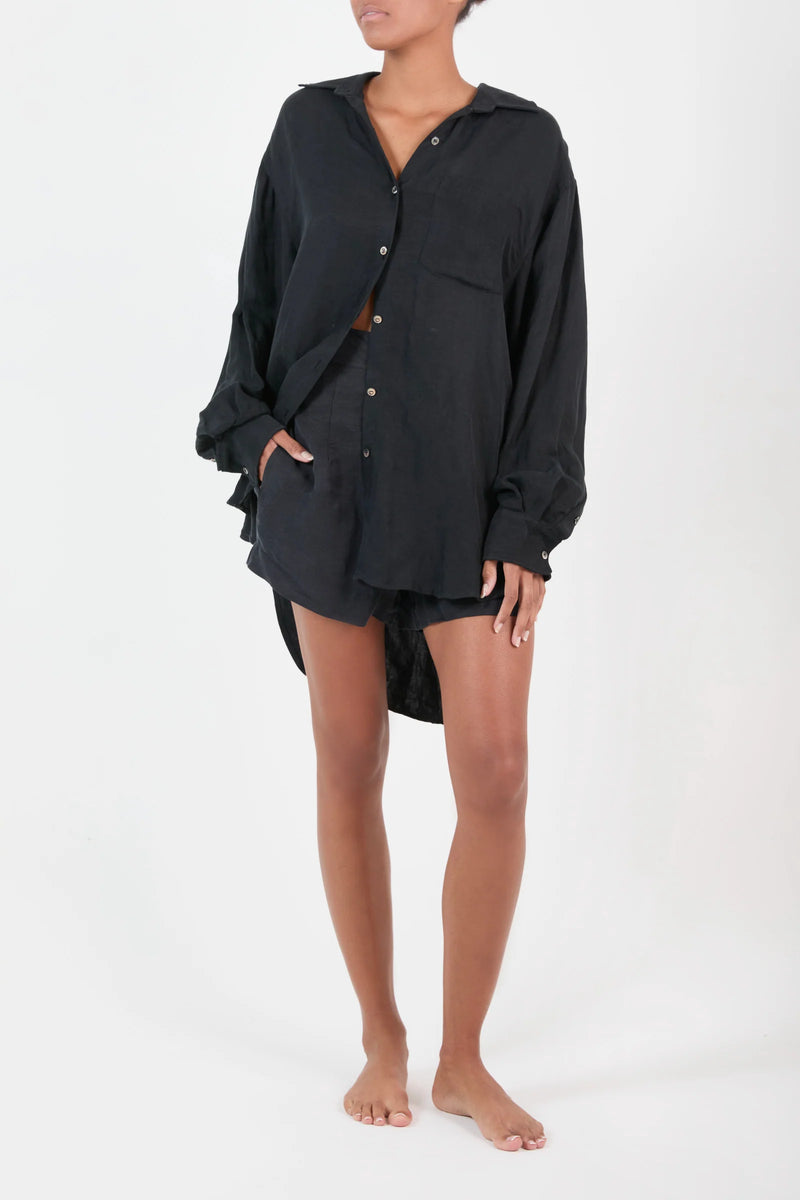 Oversize Pool Shirt/Dress - Black