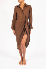 The LA Button Down Midi Dress - Tawny