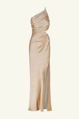 La Lune Asym Gathered Maxi Dress - Gold