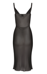 Raw Edge Slip Dress - Black