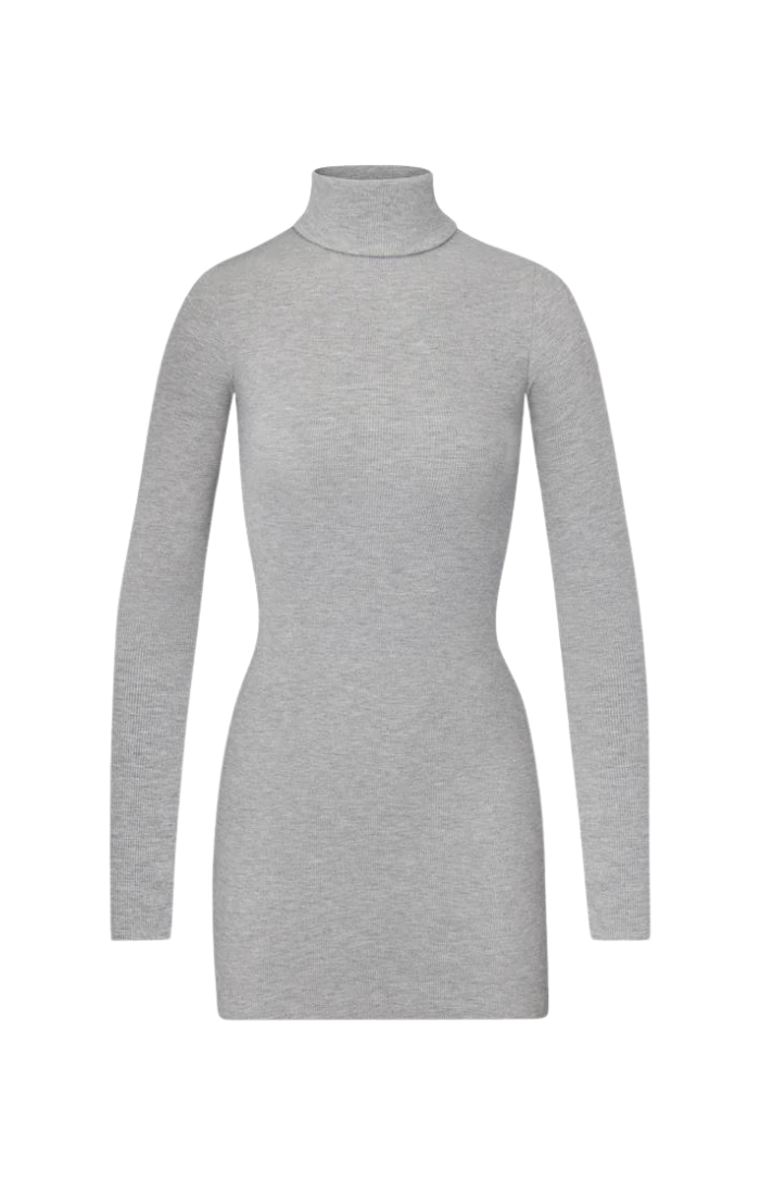 Long Sleeve Turtleneck Mini Dress | Heather Grey Heather Grey / M Long Sleeve Turtleneck Mini Dress | Heather Grey Heather Grey / M
