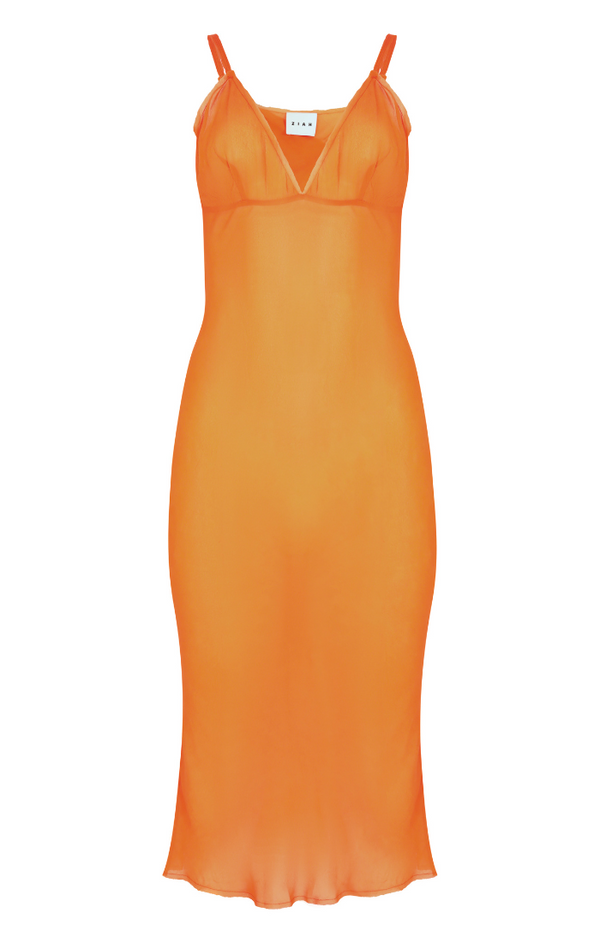 Raw Edge Slip Dress - Orange