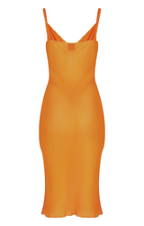 Raw Edge Slip Dress - Orange