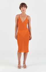 Raw Edge Slip Dress - Orange