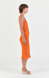 Raw Edge Slip Dress - Orange