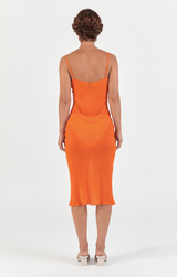 Raw Edge Slip Dress - Orange