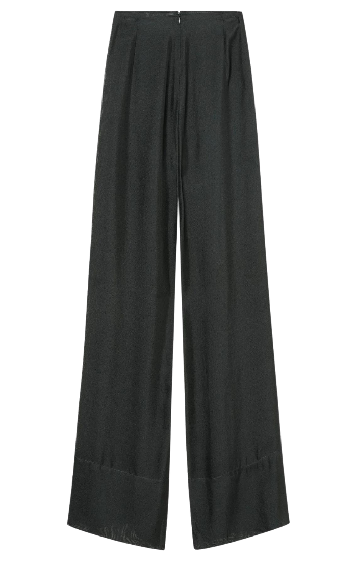 Sheer Silk Gauze Pants - Soot