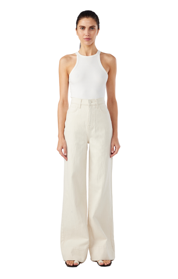 Ms. Onassis V-High Rise Wide Leg - Off-White