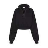 Cropped Half-Zip Sweatshirt - Black