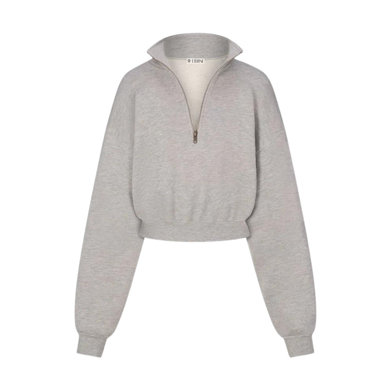 Cropped Half Zip Sweatshirt Grey BLVD