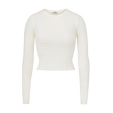 Cropped Long Sleeve Fitted Top - Cream