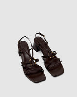Piper Mid Heel Sandal - Chocolate