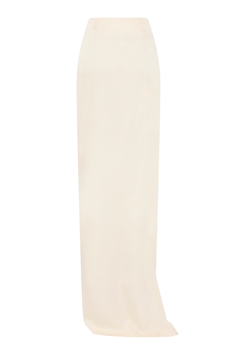 Andea Seerksucker Draped Skirt - Pearl