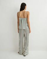 Cannes Silk Pant - Forest Stripe