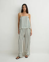 Cannes Silk Pant - Forest Stripe