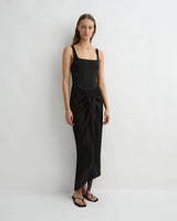 Cremona Tie Front Sarong - Black