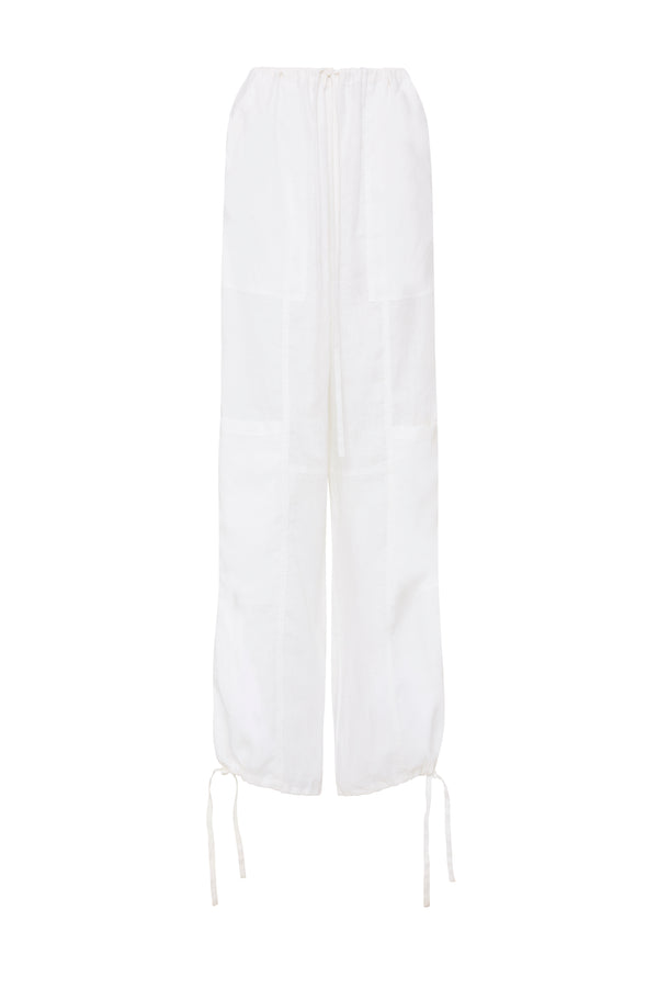 Leiden Organic Linen Cargo Pant - White