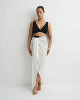 Cremona Tie Front Sarong - White