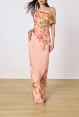 One Shoulder Maxi Dress - Peach