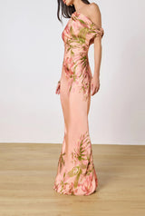 One Shoulder Maxi Dress - Peach