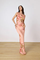 One Shoulder Maxi Dress - Peach