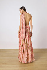 Ruched Sash Maxi Dress - Peach - BLVD