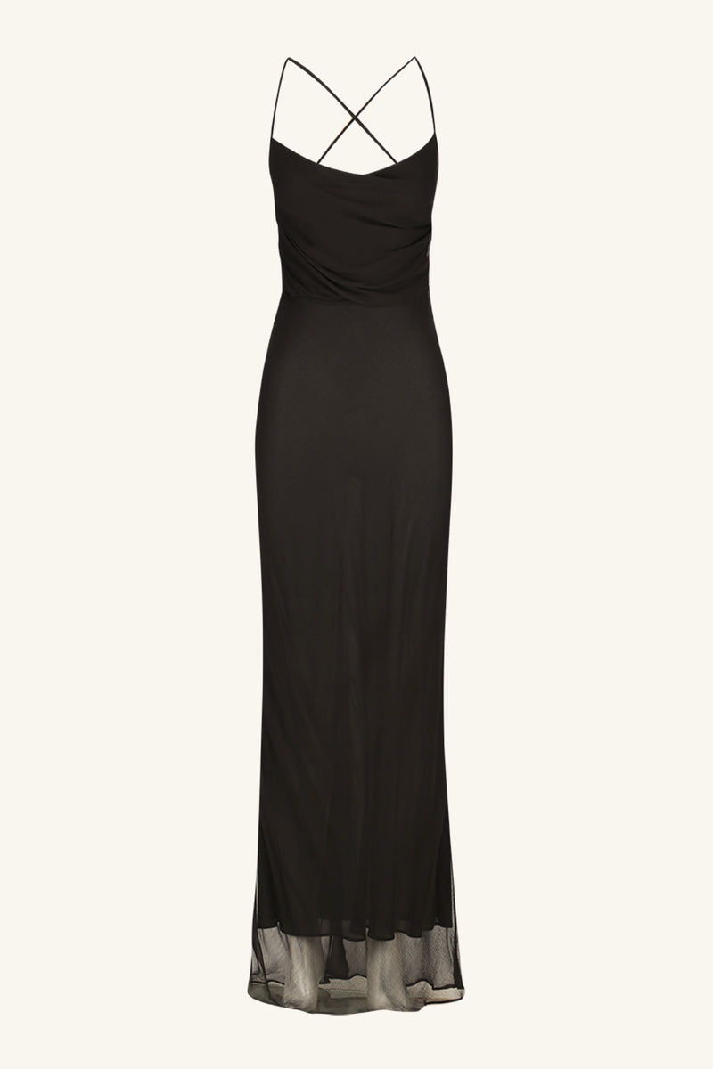 Claude Lace Back Bias Maxi Dress - Black BLVD Claude Lace Back Bias Maxi Dress - Black BLVD