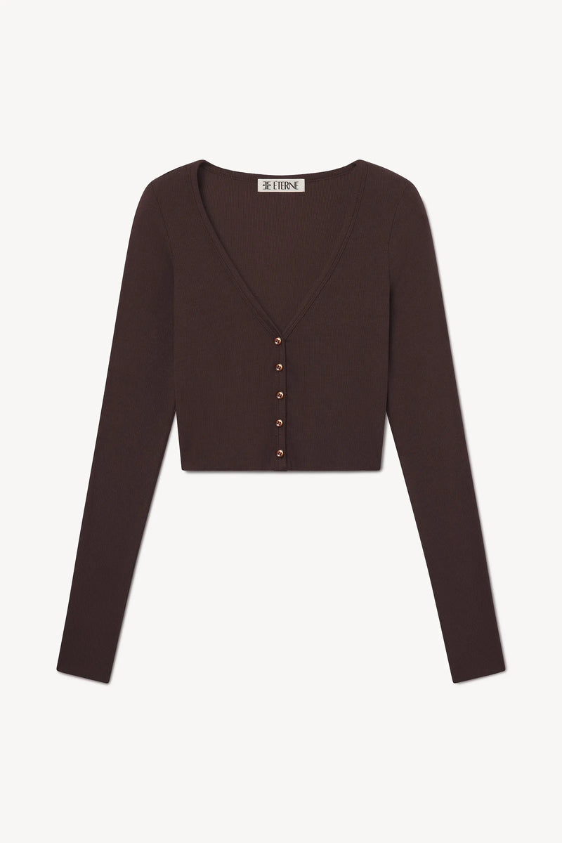 Cropped Cardigan - Espresso