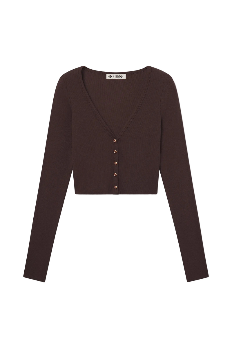 Cropped Cardigan - Espresso